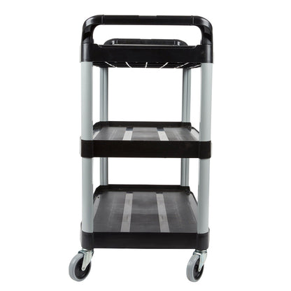 SOGA 3 Tier Food Trolley Food Waste Cart With Two Bins Storage Kitchen Black Large • LUZ-FoodCartRubbishWithWasteBinsL