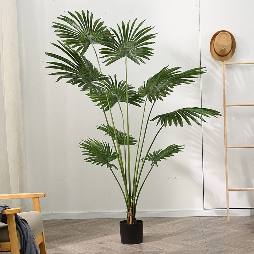 SOGA 2X 180cm Artificial Natural Green Fan Palm Tree Fake Tropical Indoor Plant Home Office Decor • LUZ-APlantSKS18010X2
