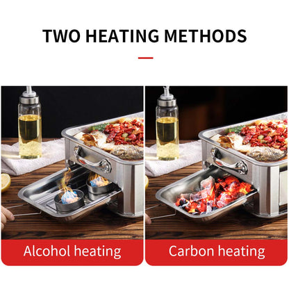 4X 45CM Portable Stainless Steel Outdoor Chafing Dish BBQ Fish Stove Grill Plate • LUZ-ChafingDishFish45cmX4