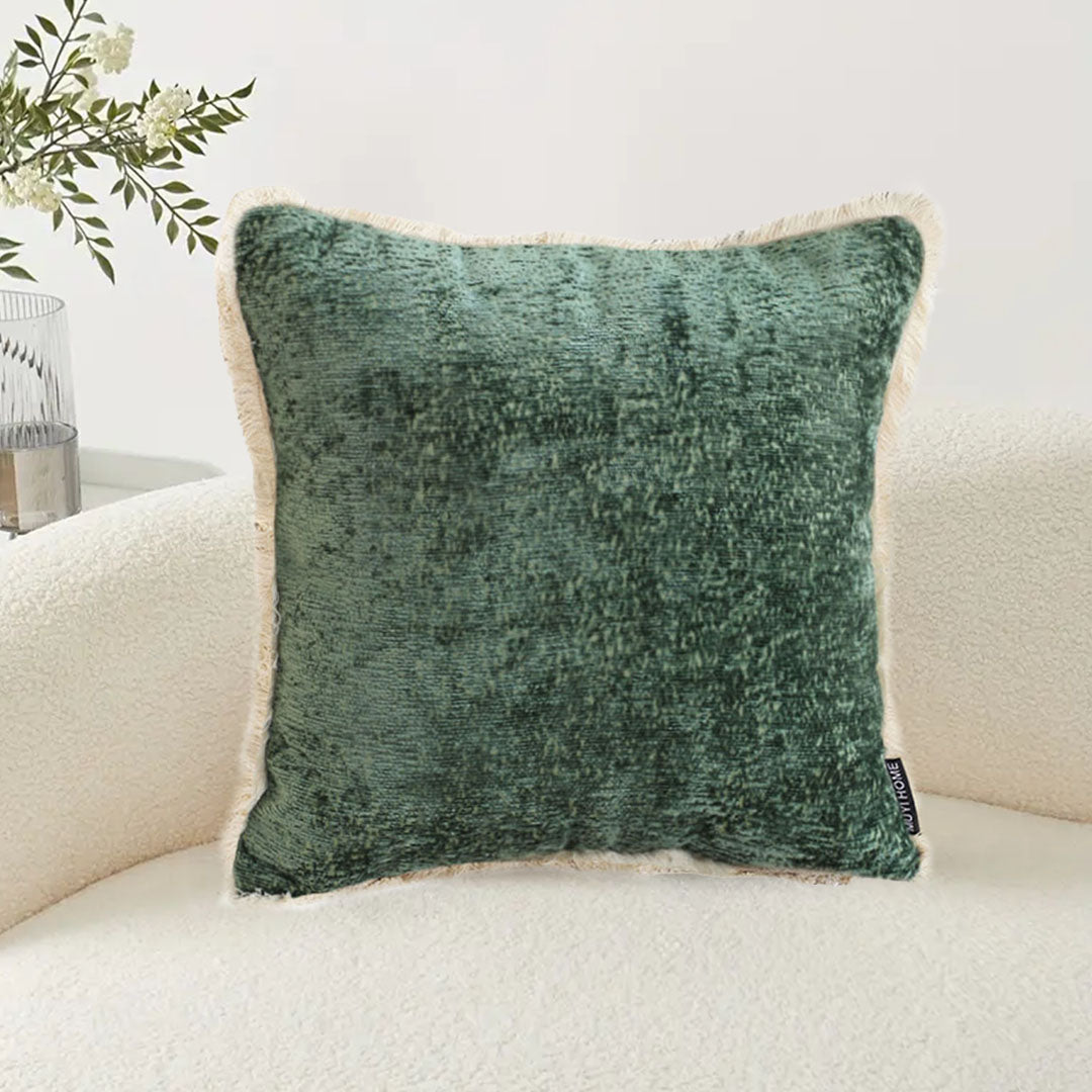 SOGA 2X 45cm Jade Green Home aesthetic chenille texture tassel square Throw Pillow • LUZ-FrenchCushion244X2
