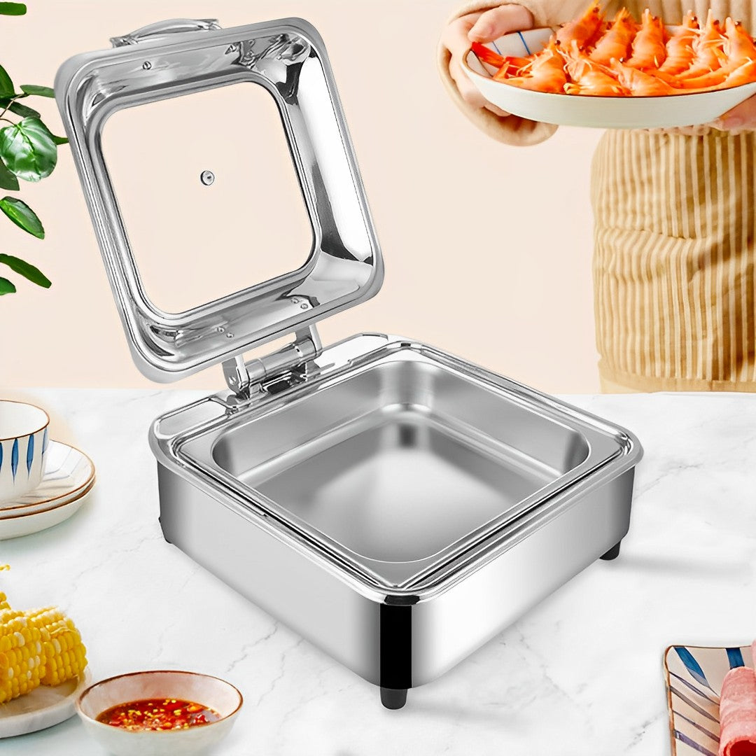 SOGA Stainless Steel Square Chafing Dish Tray Buffet Cater Food Warmer Chafer with Top Lid • LUZ-ChafingDish2104