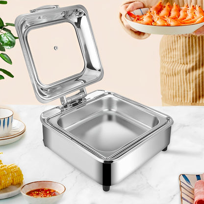 SOGA Stainless Steel Square Chafing Dish Tray Buffet Cater Food Warmer Chafer with Top Lid • LUZ-ChafingDish2104