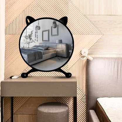 SOGA 30cm Black Smart Makeup Bedroom Table Mirror Cat Ear Style No LED Light • LUZ-MirrorE2