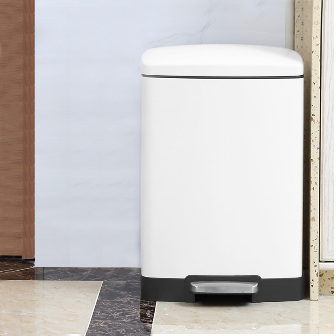 SOGA 4X Foot Pedal Stainless Steel Rubbish Recycling Garbage Waste Trash Bin Rectangular Shape 12L White • LUZ-RubbishBinU12L03X4