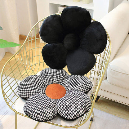 SOGA 2X Black Flower Cushion Shaped for Floor and Sitting Throw Pillow • LUZ-SCushion095X2