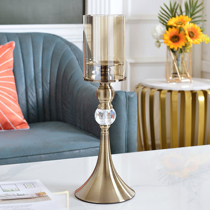 SOGA 43cm Glass Candle Holder Candle Stand Glass/Metal • LUZ-CandleStickBLarge