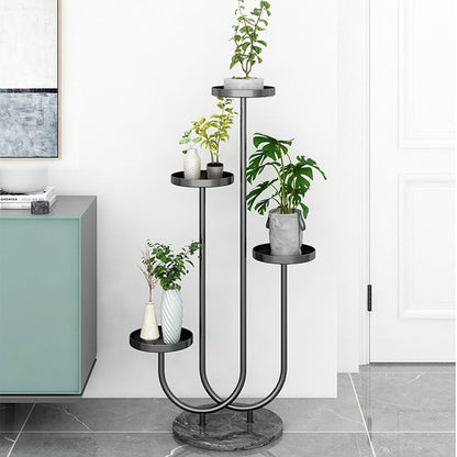 SOGA U Shaped Plant Stand Round Flower Pot Tray Living Room Balcony Display Black Metal Decorative Shelf • LUZ-FPotH100