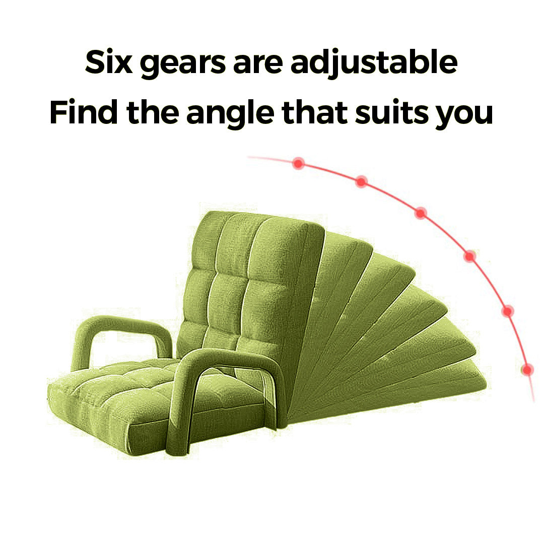 SOGA 2X Foldable Lounge Cushion Adjustable Floor Lazy Recliner Chair with Armrest Yellow Green • LUZ-LoungeArmYellowX2
