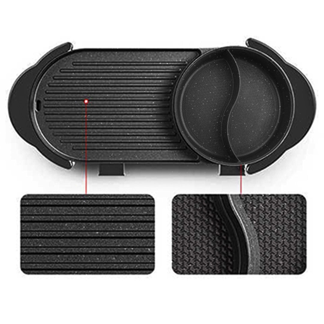 SOGA 2 in 1 Electric Non-Stick BBQ Teppanyaki Grill Plate Steamboat Hotpot 2-8 Person • LUZ-SteamboatHotPotandGrillYuanYang