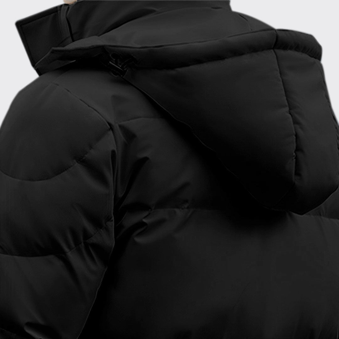 abbee Black XL Winter Hooded Overcoat Long Jacket Stylish Lightweight Quilted Warm Puffer Coat • LUZ-DJ-659F