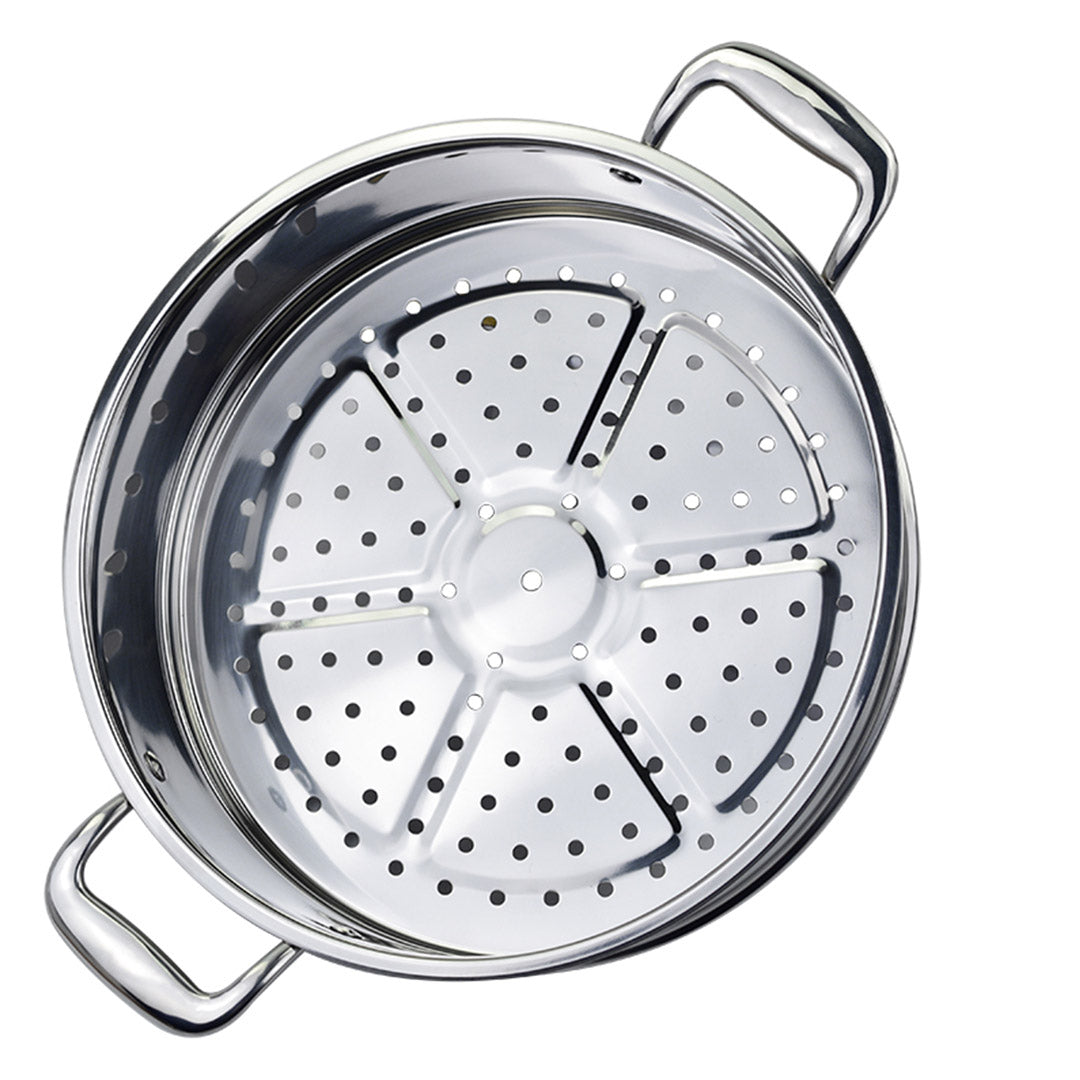 SOGA 2X 3 Tier 30cm Heavy Duty Stainless Steel Food Steamer Vegetable Pot Stackable Pan Insert with Glass Lid • LUZ-SteamerTRISTQ30X2
