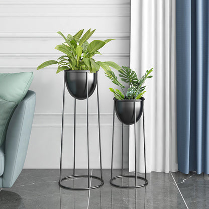 SOGA 2X 70cm Round Wire Metal Flower Pot Stand with Black Flowerpot Holder Rack Display • LUZ-FPotH72RoundBLKX2