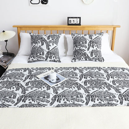 SOGA 1.5m Light Black Luxury Mottled Bed Vintage Scarf Runner Bedding Tail Pad Flag For Home Hotel Set of 3 • LUZ-BedFlagS82