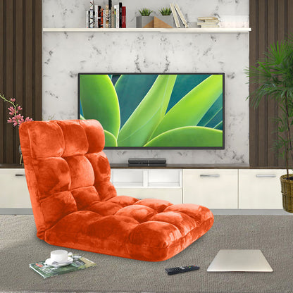SOGA Floor Recliner Folding Lounge Sofa Futon Couch Folding Chair Cushion Orange • LUZ-LoungeChairOrange