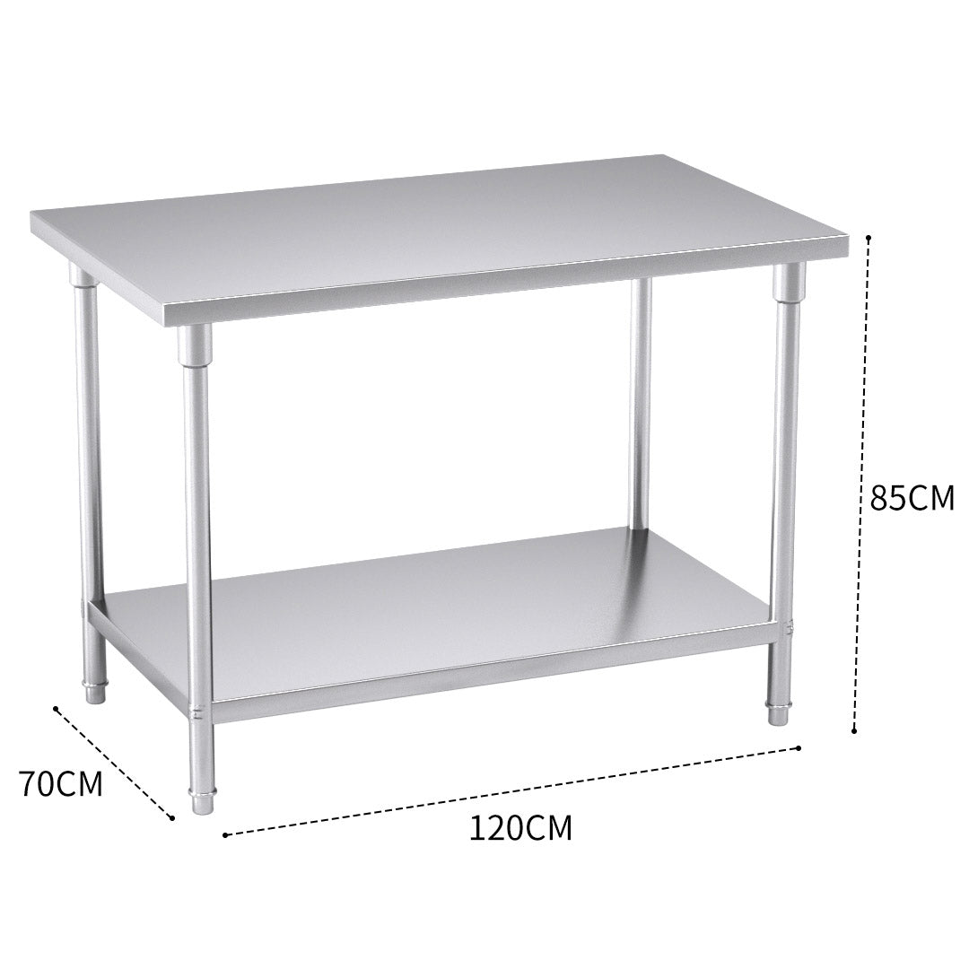 SOGA 120*70*85cm Commercial Catering Kitchen Stainless Steel Prep Work Bench • LUZ-WorkBenchSS2009120CM