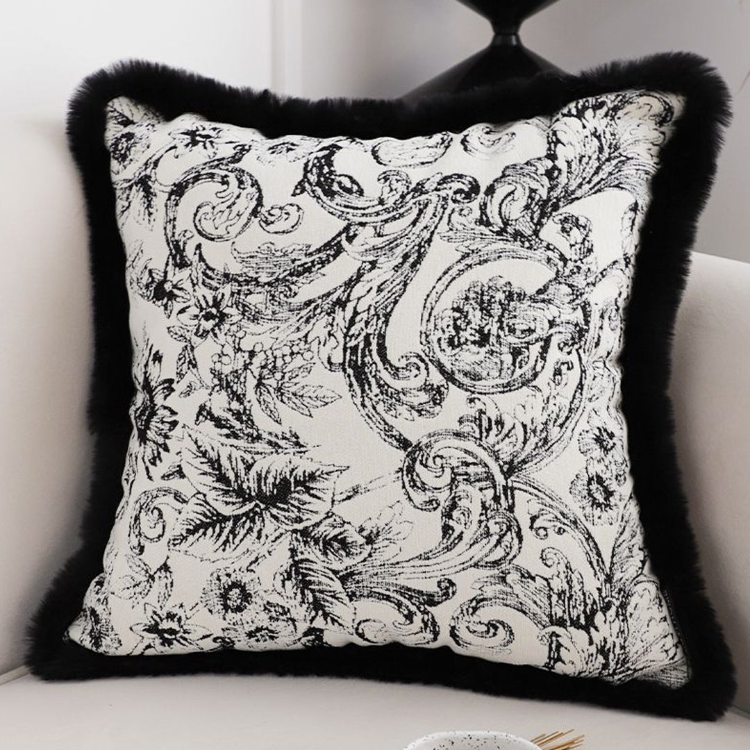 SOGA 2X 45cm Pillow French Cover Style Floral Jacquard Woven Decorative Fringe Throw Pillow • LUZ-FrenchCushion225X2