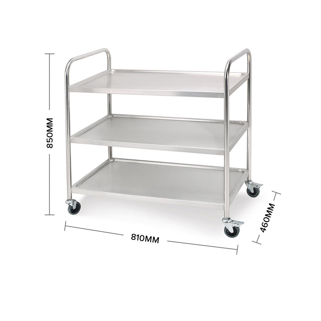 SOGA 2X 3 Tier 81x46x85cm Stainless Steel Kitchen Dinning Food Cart Trolley Utility Round Small • LUZ-FoodCart1102X2