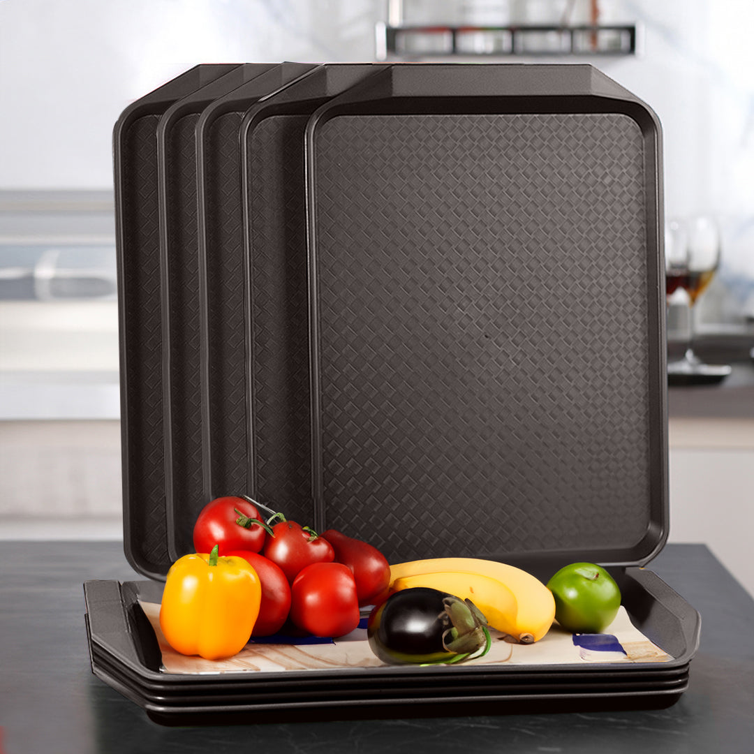 SOGA Rectangular Serving Tray Heavy Duty Waterproof Stackable Plastic Food Snack Pan Set of 10 Coffee • LUZ-PVPlateCoffeeX10