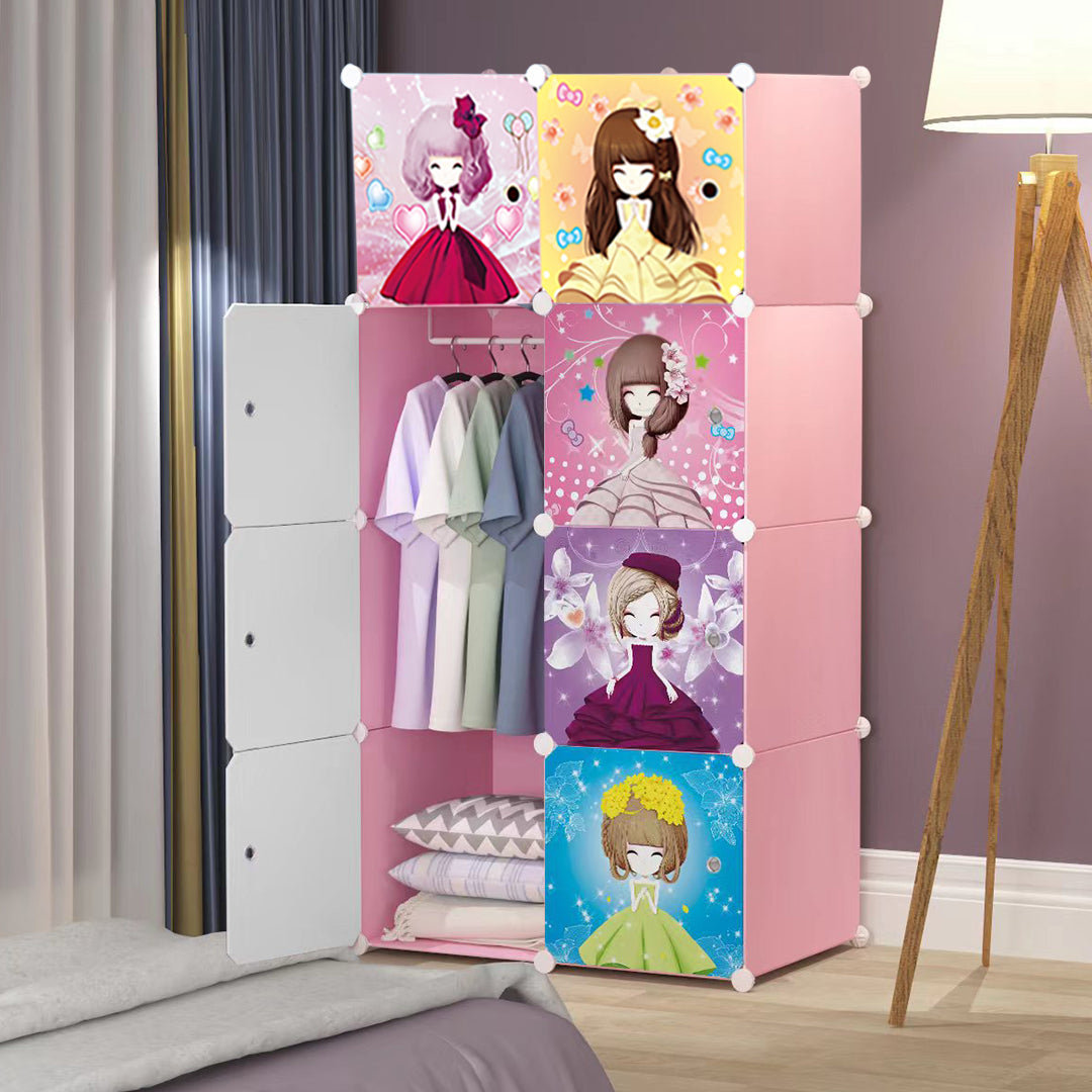 SOGA 8 Cubes Princess Design Portable Wardrobe Divide-Grid Modular Storage Organiser Foldable Closet • LUZ-Wrobe2014
