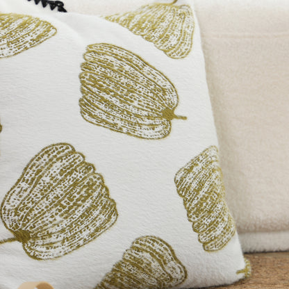SOGA 50cm Throw Pillow White with Olive Green Autumn Harvest Pumpkin Print Home Decor • LUZ-FrenchCushion329