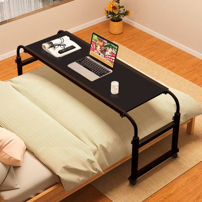 SOGA 120x45cm Black Cross Bed Movable Desk Table w/ Adjustable Length & Height • LUZ-SideTab29X2