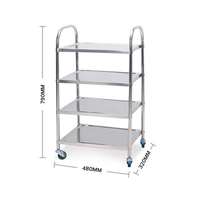 SOGA 2X 4 Tier 860x540x1170 Stainless Steel Kitchen Dining Food Cart Trolley Utility • LUZ-FoodCart1116X2