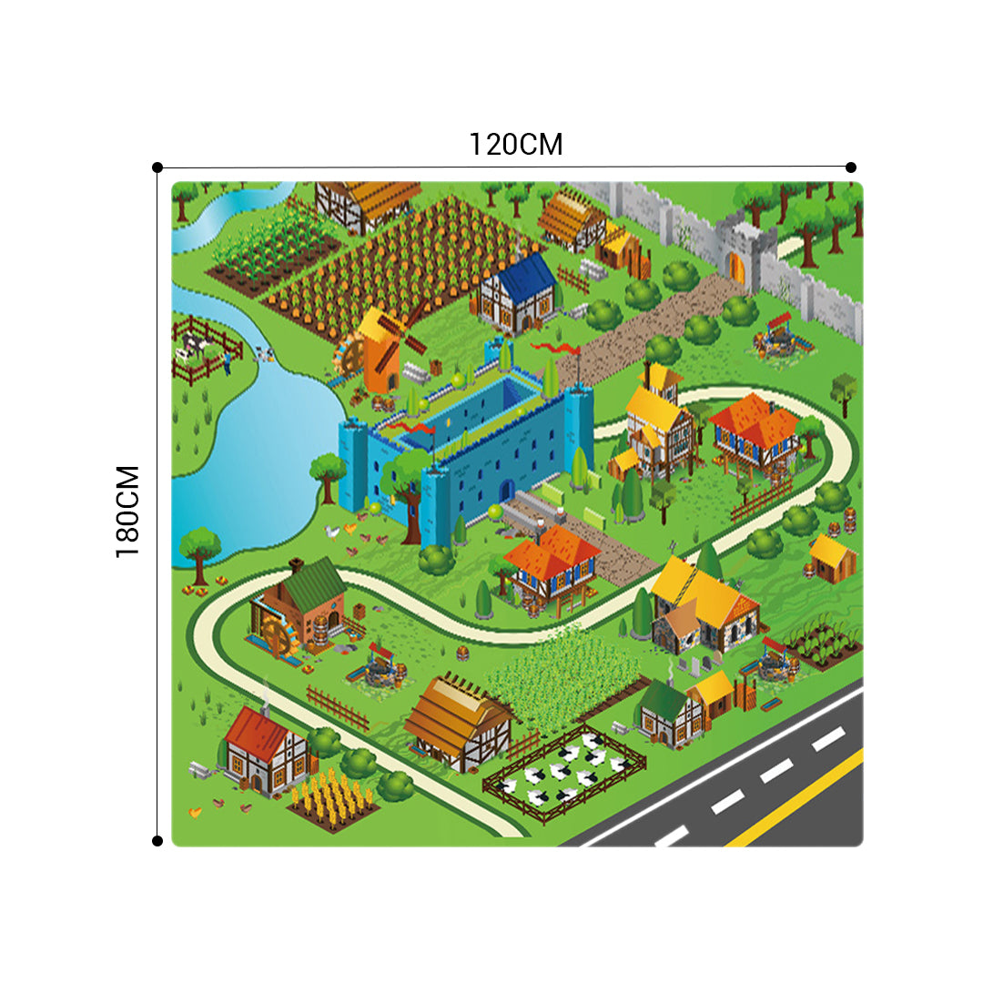 SOGA 120cm Kids Rug Street Map Play Mat, Educational Baby Theme Park Area Rugs • LUZ-KidCarpet601