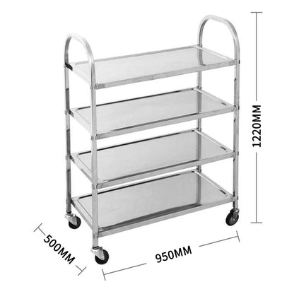 SOGA 4 Tier 950x500x1220 Stainless Steel Kitchen Dining Food Cart Trolley Utility • LUZ-FoodCart1007