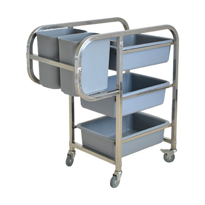SOGA 3 Tier Food Trolley Food Waste Cart Five Buckets Kitchen Food Utility 82x43x92cm Square • LUZ-FoodCart1213