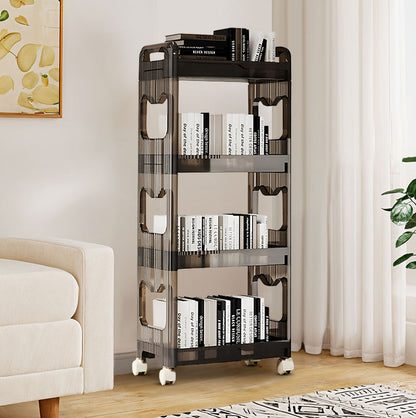 SOGA 38x24cm Black 4 Tier Bookshelf & Cosmetic Storage Organizer Trolley Rack • LUZ-BookSheDark6