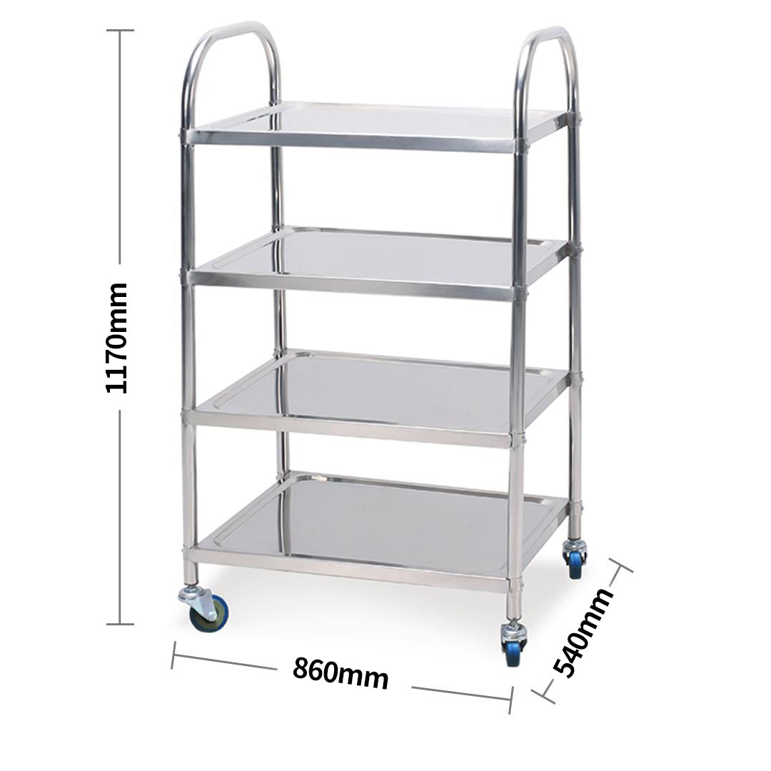 SOGA 4 Tier 860x540x1170 Stainless Steel Kitchen Dining Food Cart Trolley Utility • LUZ-FoodCart1116
