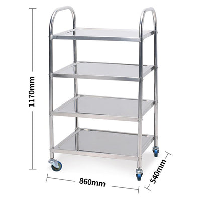 SOGA 4 Tier 860x540x1170 Stainless Steel Kitchen Dining Food Cart Trolley Utility • LUZ-FoodCart1116