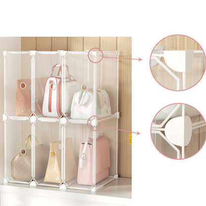 SOGA 1 Tier Multifunctional PP Plastic Bag Box Portable Cubby DIY Storage Shelves Stackable Handbag Purse Organiser • LUZ-BagBox007