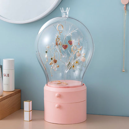 SOGA Pink 360 Degree Rotating 2 Layered Jewelry Storage Box Waterproof Dustproof Accessories Organiser • LUZ-BathC907