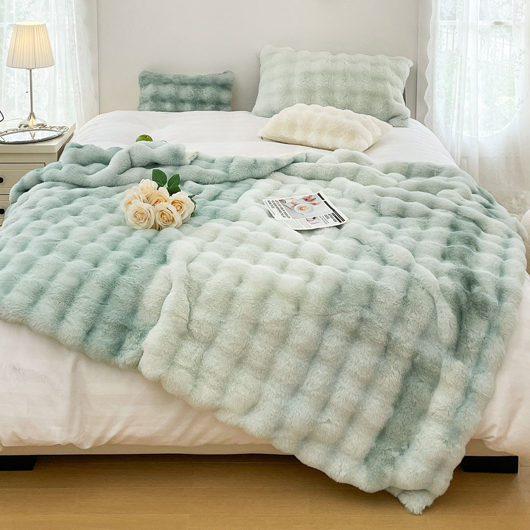 SOGA 200cm Light Green Fuzzy Super Soft and Cozy Fluffy Throw Blanket • LUZ-BlanketFur339