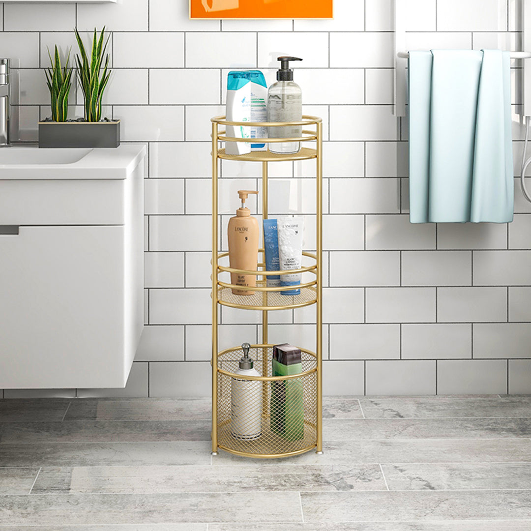 SOGA 3 Tier Bathroom Freestanding Storage Shelf Multifunctional Display Rack Organiser with Basket • LUZ-FPotZWJ15