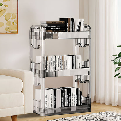 SOGA 2X 38x24cm Clear 3 Tier Bookshelf & Cosmetic Storage Organizer Trolley Rack • LUZ-BookSheClear3X2