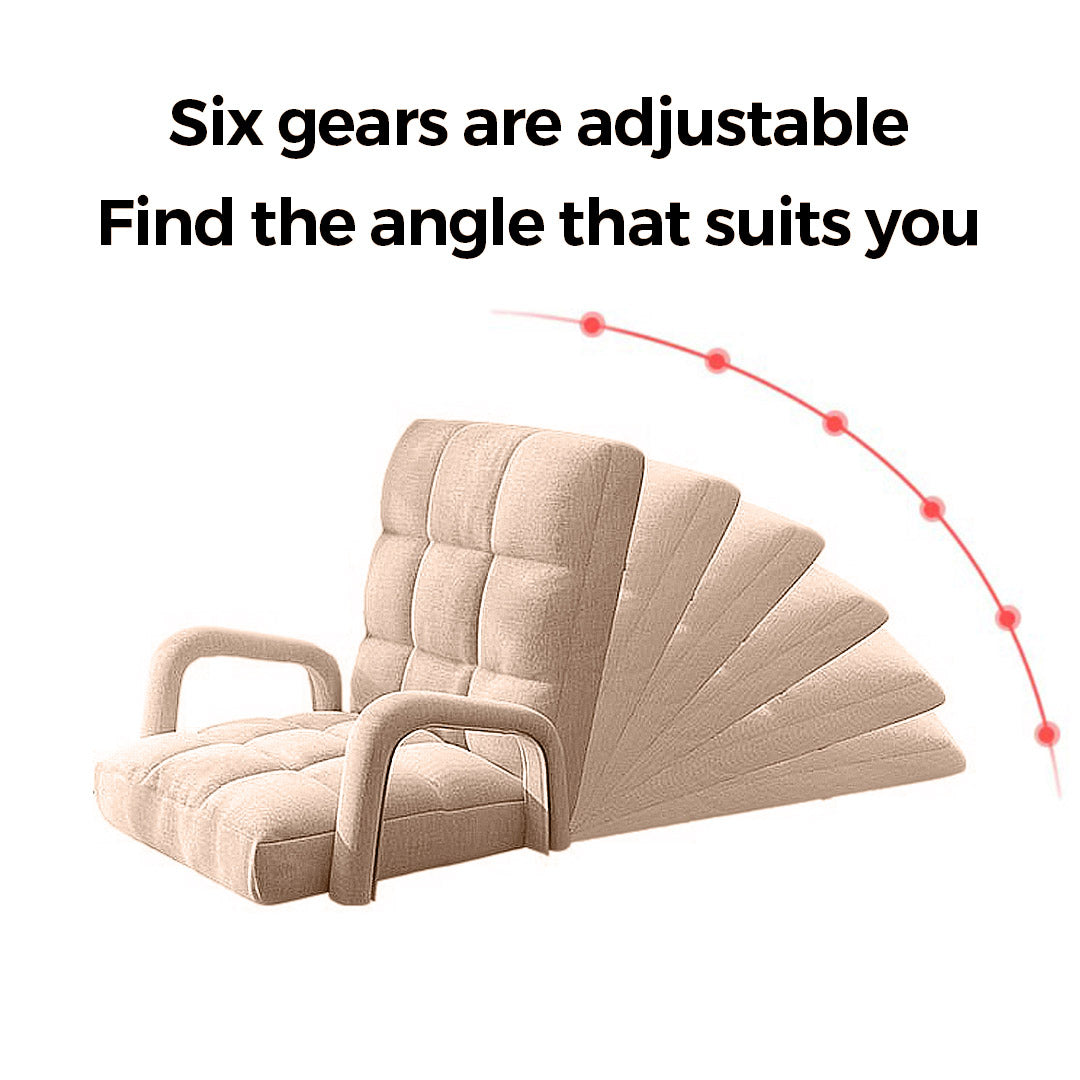 SOGA 2X Foldable Lounge Cushion Adjustable Floor Lazy Recliner Chair with Armrest Khaki • LUZ-LoungeArmKhakiX2