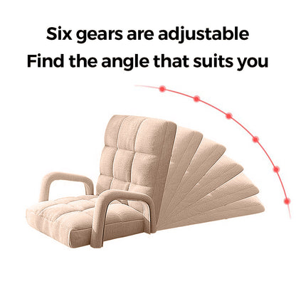 SOGA 2X Foldable Lounge Cushion Adjustable Floor Lazy Recliner Chair with Armrest Khaki • LUZ-LoungeArmKhakiX2