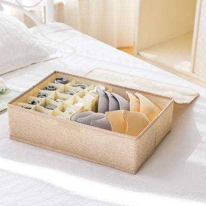 SOGA Beige Flip Top Underwear Storage Box Foldable Wardrobe Partition Drawer Home Organiser • LUZ-SBox032