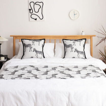 SOGA 1.5m Bed Light Luxury Zebra Vintage Bed Scarf Runner Bedding Tail Pad Flag For Home Hotel Set of 3 • LUZ-BedFlagS76
