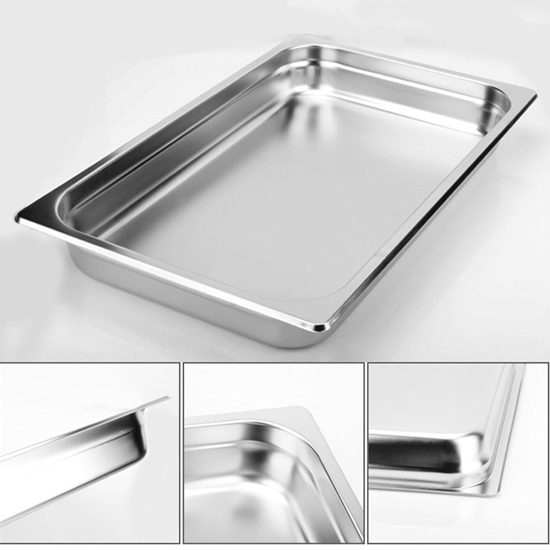 SOGA 2X Gastronorm GN Pan Full Size 1/1 GN Pan 10cm Deep Stainless Steel Tray • LUZ-GastronormPans5404X2