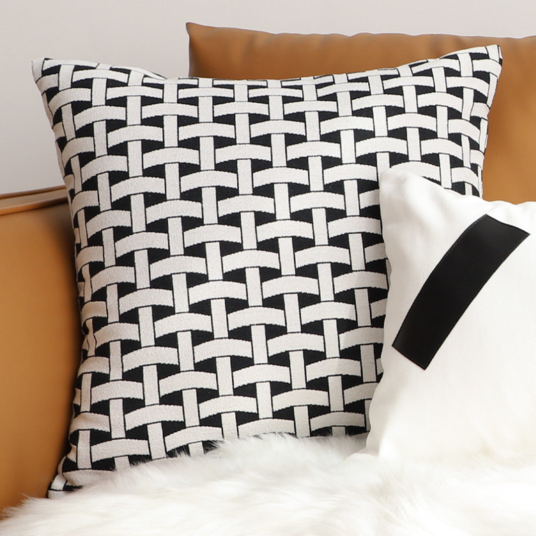SOGA 2X 50cm Black & White Pattern Throw Pillow Thick Comfort Pro Polyester Fiber Cotton for Home Decor • LUZ-FrenchCushion340X2