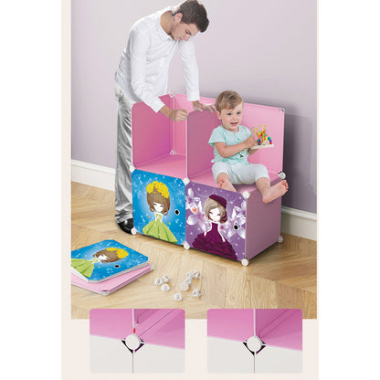 SOGA 10 Cubes DIY Princess Design Portable Wardrobe Divide-Grid Modular Storage Organiser Foldable Closet • LUZ-Wrobe4135