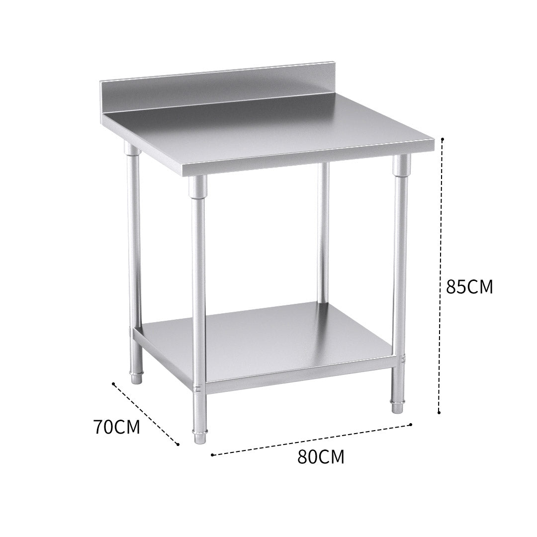 SOGA Commercial Catering Kitchen Stainless Steel Prep Work Bench Table with Back-splash 80*70*85cm • LUZ-WorkBenchSS200180CM