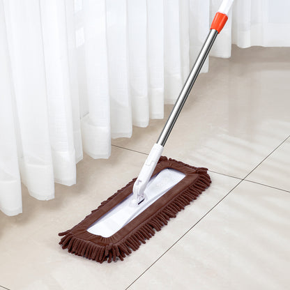 SOGA 80x12 Coffee Microfiber Flat Mop Floor Cleaning Pads Rotating Dust Remover • LUZ-MopCof80