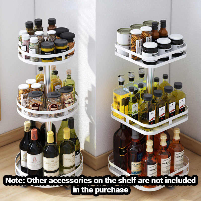 SOGA 3 Tier Steel White Square Rotating Multi-Function Kitchen Portable Storage Spice Seasoning Kitchen Countertop Organiser Shelf • LUZ-KitchenXY054WHT