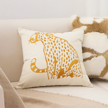 SOGA 45cm Throw Pillow White Light Luxury with Golden Leopard Design Decorative Square Cushion Home Decor • LUZ-FrenchCushion276