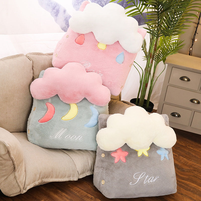 SOGA 2X Pink Cute Cloud Cushion Soft Leaning Lumbar Wedge Pillow Bedside Plush Home Decor • LUZ-SCushion032X2
