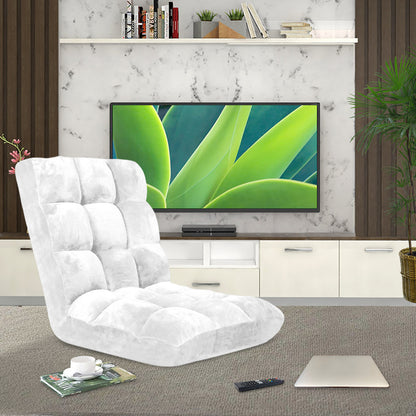 SOGA Floor Recliner Folding Lounge Sofa Futon Couch Folding Chair Cushion White • LUZ-LoungeChairWhite